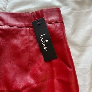 Lulu’s mini red leather skirt NWT